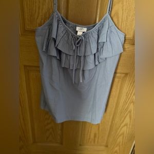 LOFT Blue Ruffle Tank Top